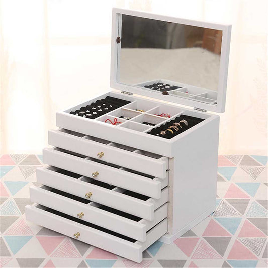 6 rekeszes ékszertartó, fehér-1