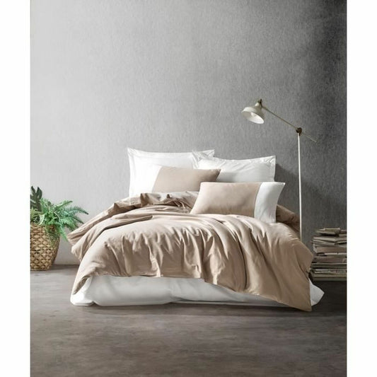 Duvet cover set White Brown 220 x 240 cm-0