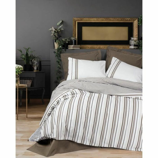 Duvet cover set White Brown 220 x 240 cm-0