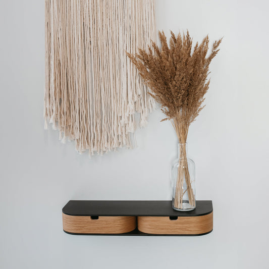 Hylla Vägghylla med 2 lådor VÅGEN – Modern väggförvaring med mjuka former (Flera varianter)