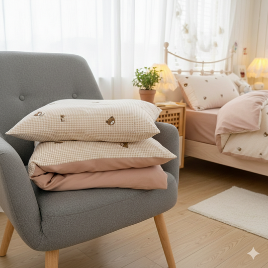 Bäddset Påslakanset FRIDA – Mysig design med söta brunbjörnar (150x200cm)