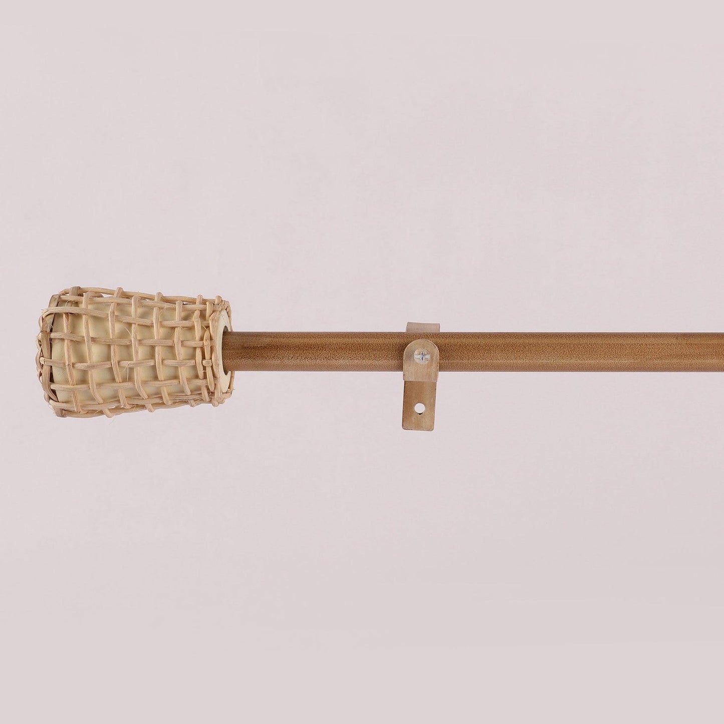 Beige Extendable Curtain Pole | 19mm | Cane Wrap Finials | 61-366cm-1