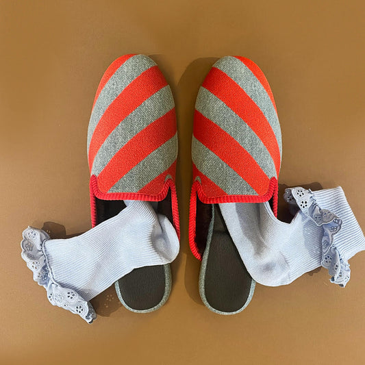 Red Stripe Denim Slipper