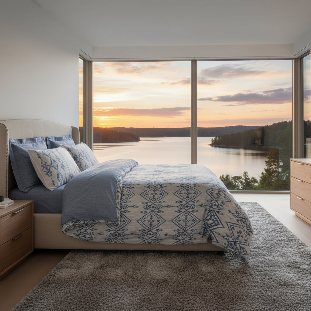 Bäddset Bäddset NJUTER allmoge – Tidlös charm i mjuk bomullssatin (220 x 240 cm)