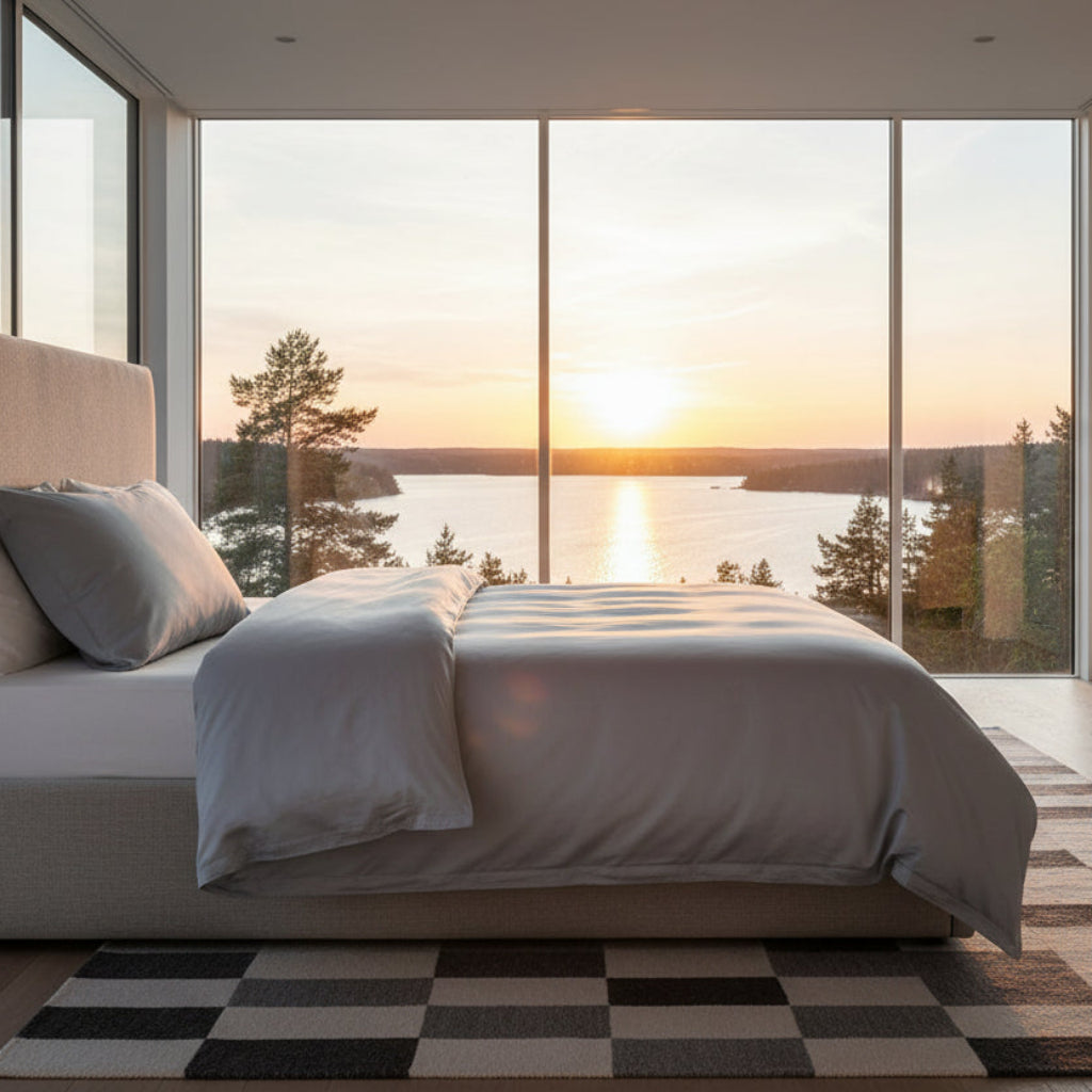 Bäddset Bäddset NJUTER - grått 3 delar dubbelsäng (220x240cm)