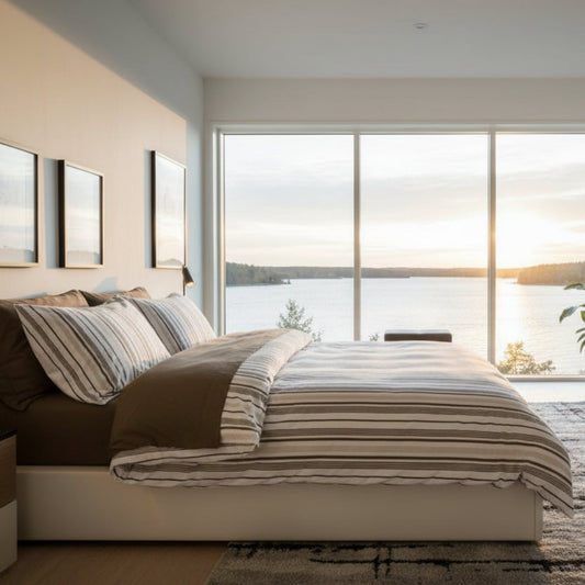 Bäddset Bäddset NJUTER randigt – Klassisk marin stil för en fräsch sovrumskänsla (220 x 240 cm)