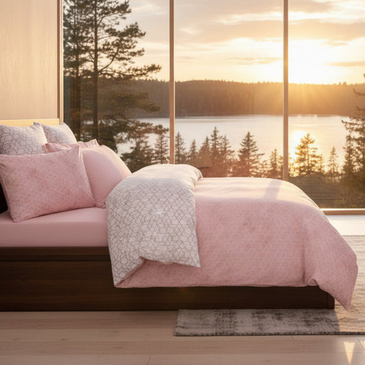 Bäddset Bäddset NJUTER rosa – Ge sovrummet en mjuk och harmonisk färgklick (220 x 240 cm)