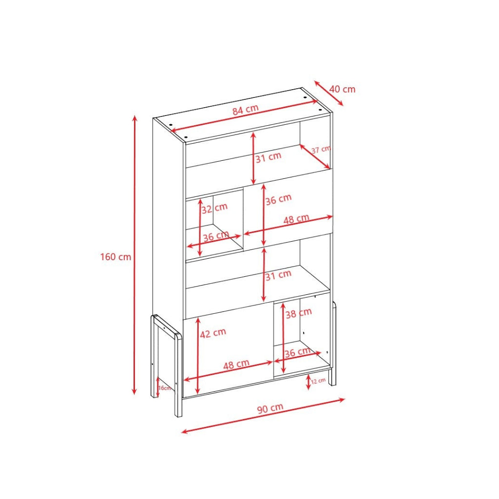 Hylla Bokhylla VIKTOR – Stilren och rymlig förvaring i vit finish och ek (90 x 160 cm)
