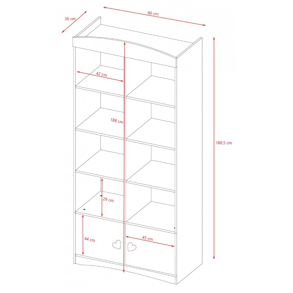 Bokhylla Bokhylla JULIA dubbel – Maximal förvaring för barnrummet (90 x 188 cm)