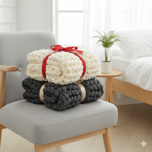 Filt Filt KNUTEN – Trendig och strukturerad pläd med dekorativ design (Flera storlekar)