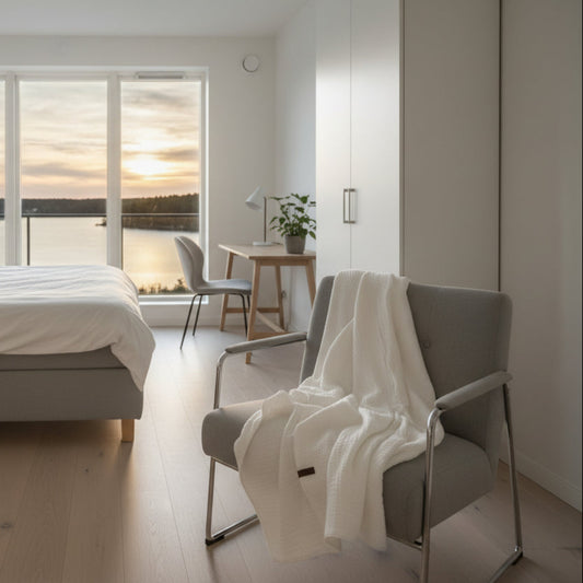 Filt Babyfilt i ekologisk bomull MUSLIN vit – Mjukhet för livets första stunder (120 x 150 cm)