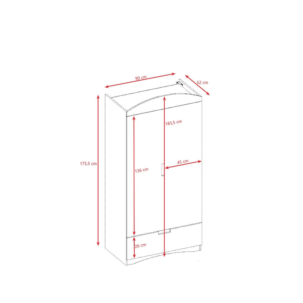 Garderob Garderob KLASSISK – Rymlig och tidlös klädförvaring i massivt trä (90 x 184 cm)