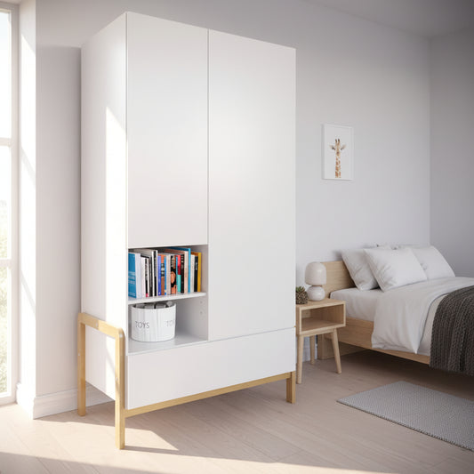 Garderob Garderob VIKTOR – Modern och rymlig förvaring i vit och ek (100 x 180 cm)