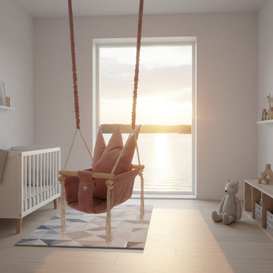 Hänggunga Barngunga PRINSESSAN – Klassisk inomhusgunga i textil och trä