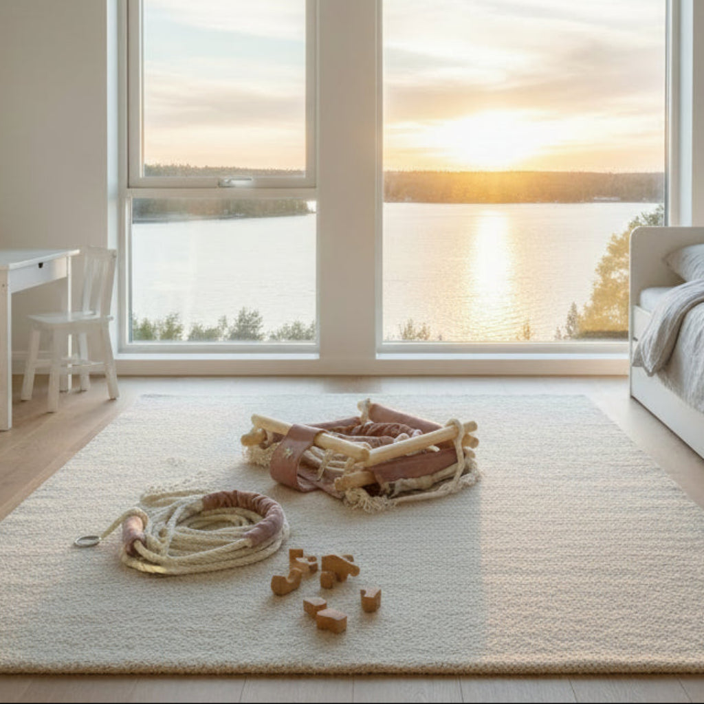 Hänggunga Barngunga PRINSESSAN – Klassisk inomhusgunga i textil och trä