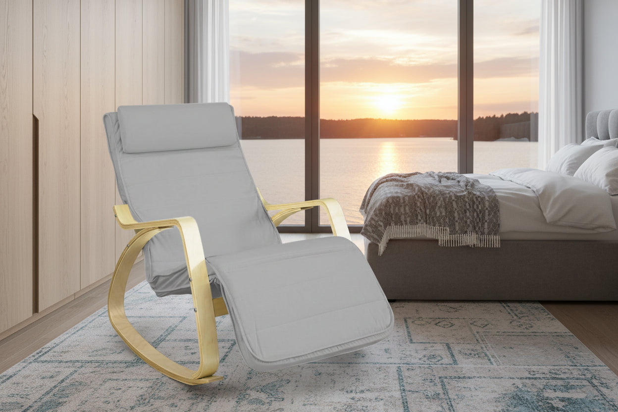 Hintaszék, állítható lábtartóval - Szürke-4