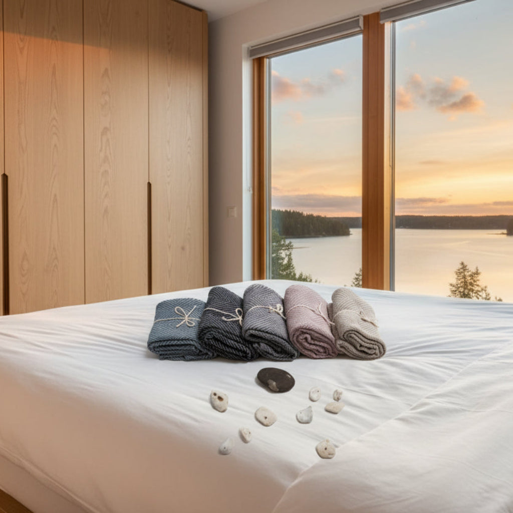 Handduk Handduk KOOS blå – Funktionell elegans i 100% linne (70 x 140 cm)