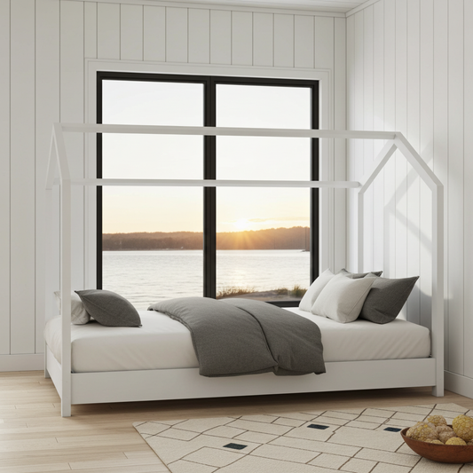 Säng Hussäng BELLA vit – En drömlik sovplats i skandinavisk design (Flera storlekar)