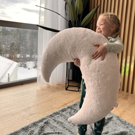 Babyleksaker Kudde MÅNEN – Plyschig halvmåne för lek och vila