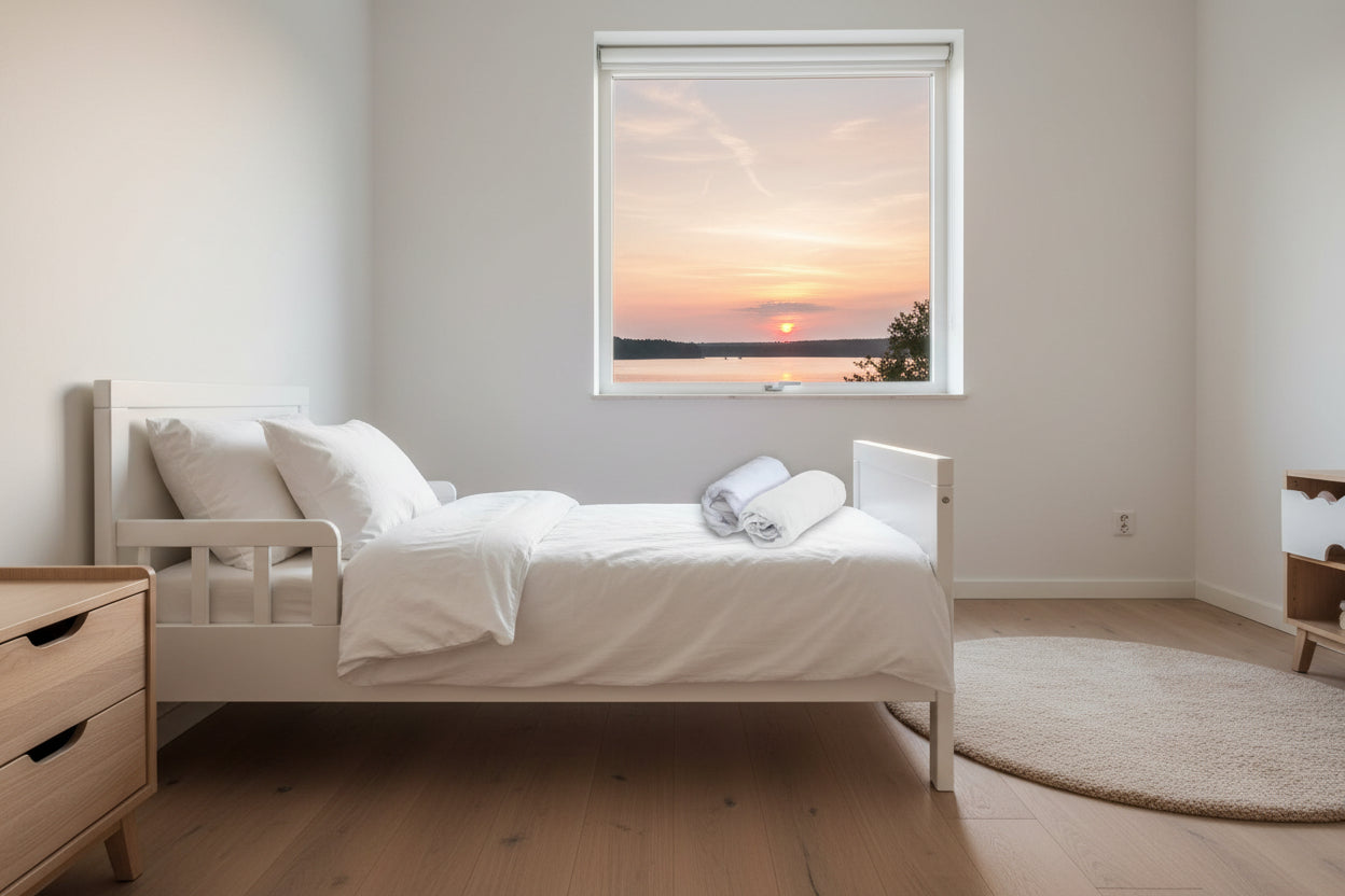 MELLAN - Dra-på-lakan 70x140cm vit + madrasskydd