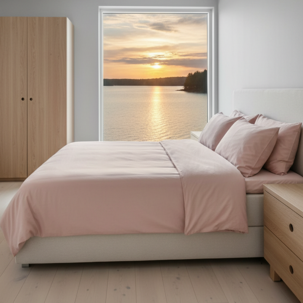 Underlakan Lakan NILLA – formsytt dra-på-lakan i mjuk rosa nyans (160x200 cm)