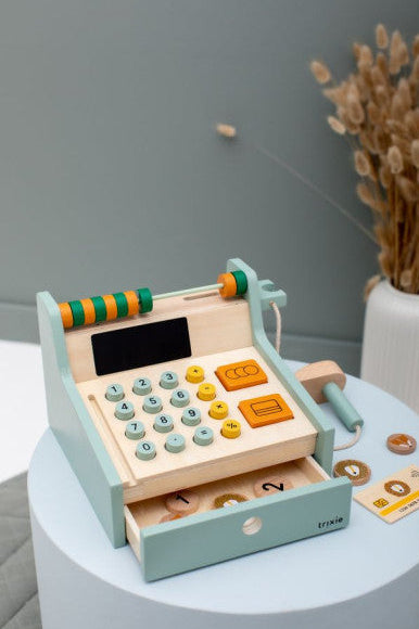 Wooden Store Cash Register with Accessories