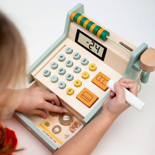 Leksaker Leksakskassa BETALA – Pedagogisk kassaapparat i trä med tillbehör