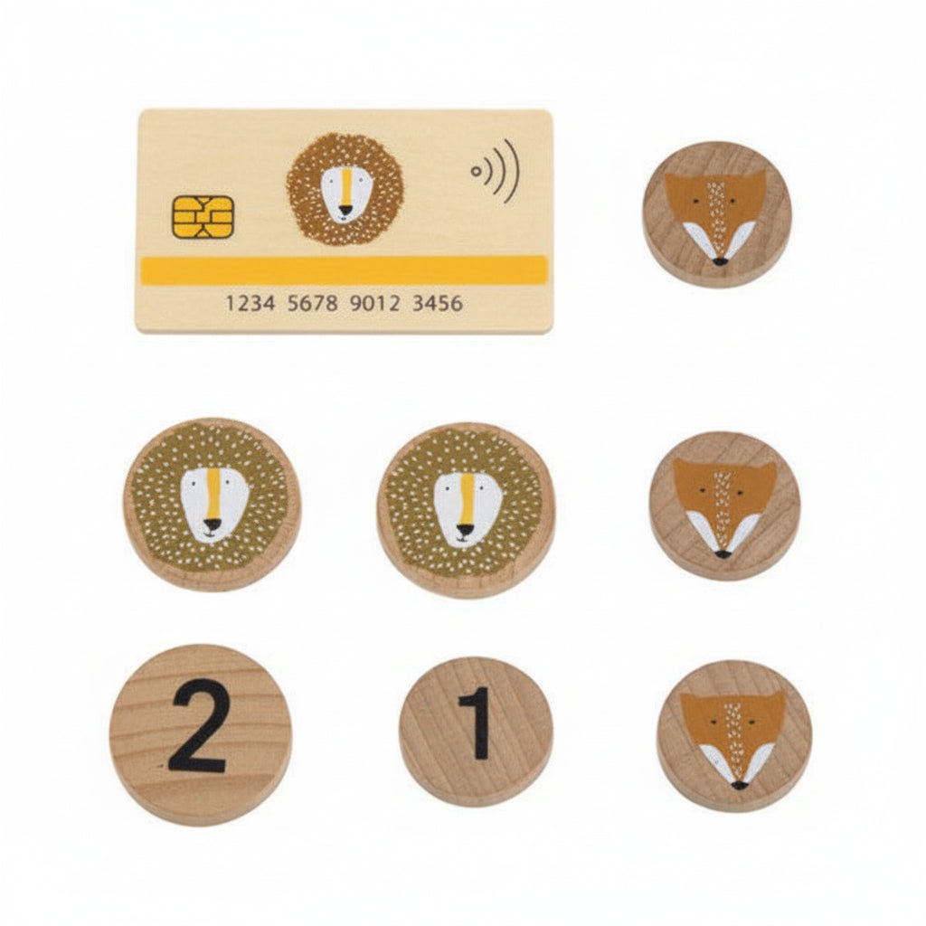 Leksaker Leksakskassa BETALA – Pedagogisk kassaapparat i trä med tillbehör