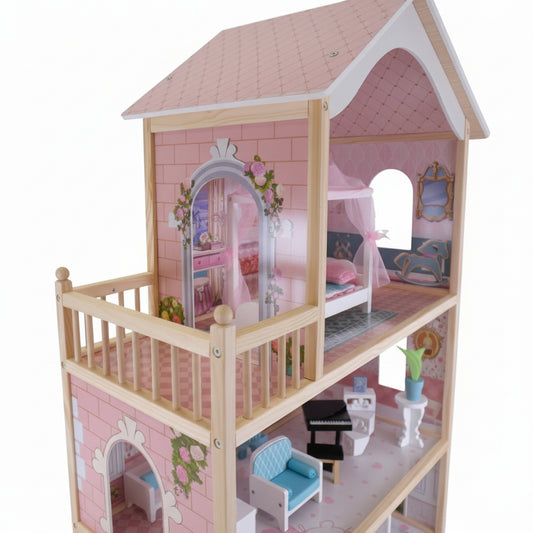 Dockhus Dockhus med belysning & tillbehör EMELIE – Ett drömhem för kreativ och magisk lek (Höjd 123 cm)