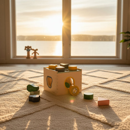 Leksaker Sorteringslåda i trä GEOMETRI – Utforska former och färger