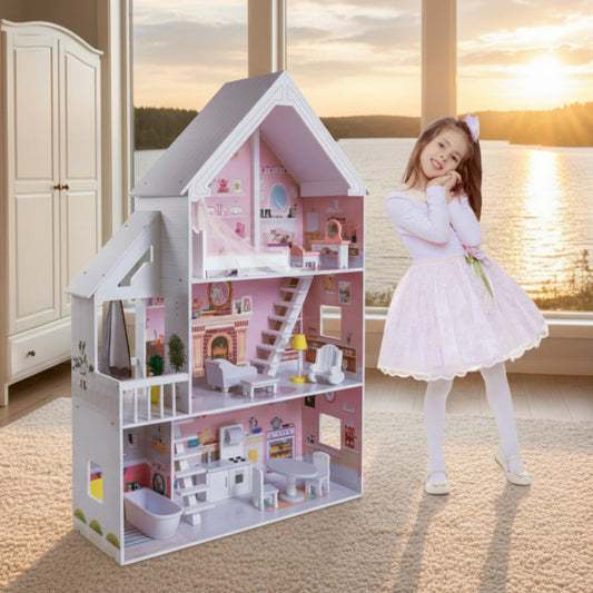 Dockhus Dockhus LISA – Ett klassiskt trähus för kreativ lek och äventyr (Höjd 126 cm)