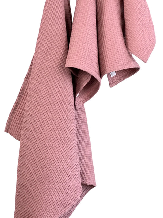 Organic Waffle Cotton Towel - Old Pink