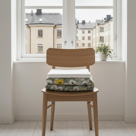 Påslakan Påslakanset SÖMNIG – Grönblommigt bäddset för en naturnära känsla (220 x 240 cm)