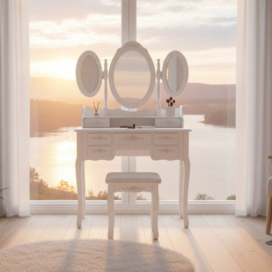 Sminkbord Sminkbord EXTRAVAGANTE – Elegant skönhetshörna med LED-belysning