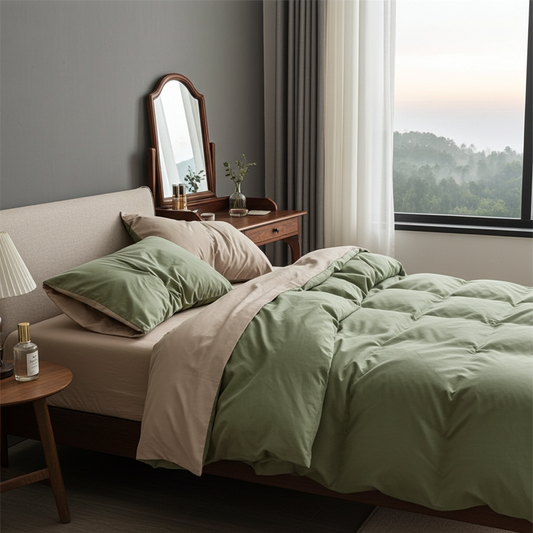 ZENTO Bäddset 4 delar Grön & Beige