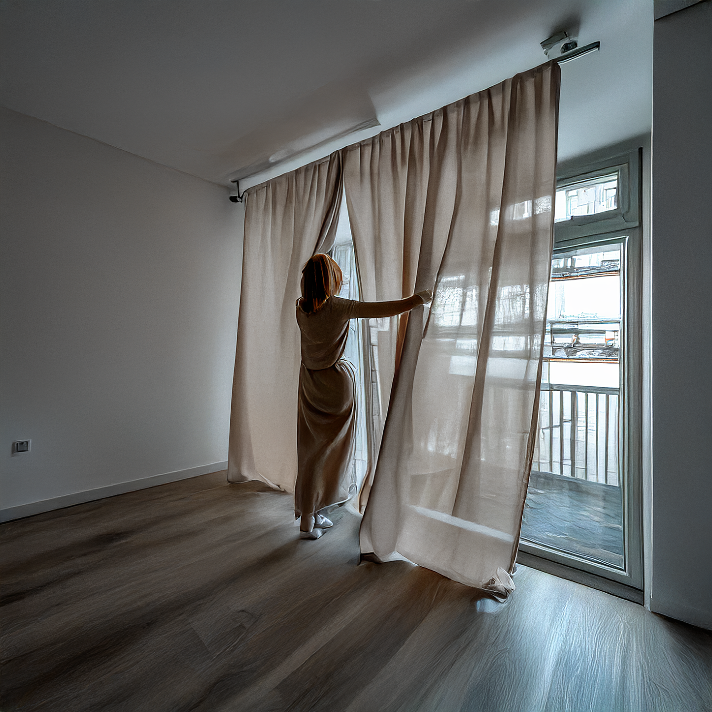 LJUSET - Linnegardiner beige