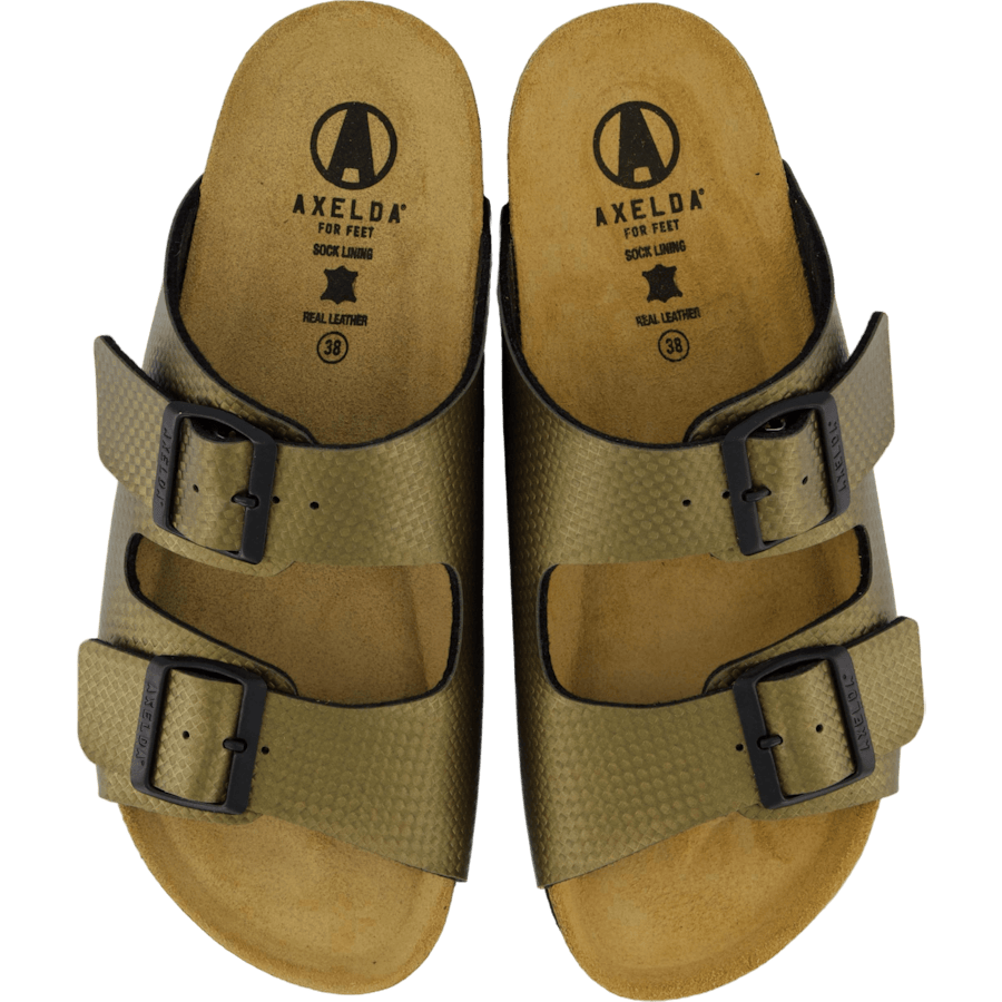 Tofflor AXELDA SLIP-IN SANDAL – Ergonomisk komfort i stilren olivgrön design