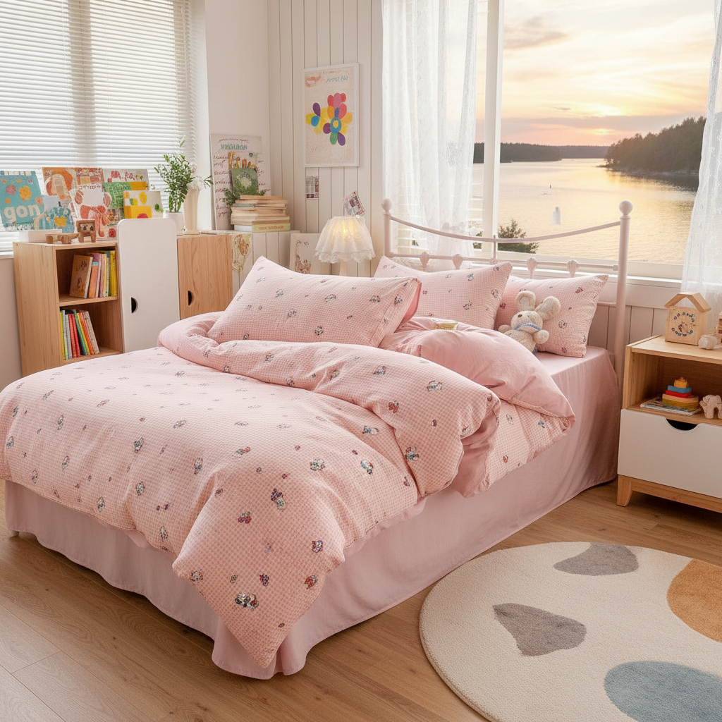 Bäddset Påslakanset FRIDA – Lekfull design med hästar (150x200cm)