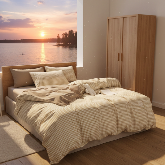 Bäddset Bäddset dubbelsäng MIDSOMMAR – Klassisk skandinavisk design med rutor och ränder (Flera varianter)