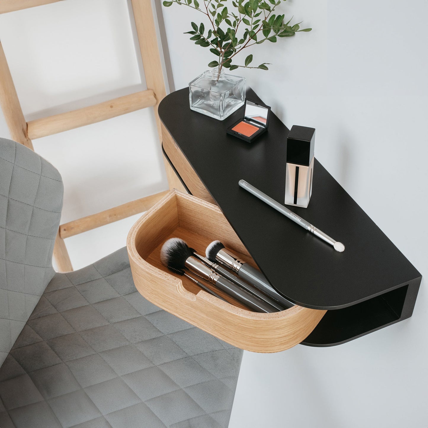 Hylla Vägghylla med 2 lådor VÅGEN – Modern väggförvaring med mjuka former (Flera varianter)