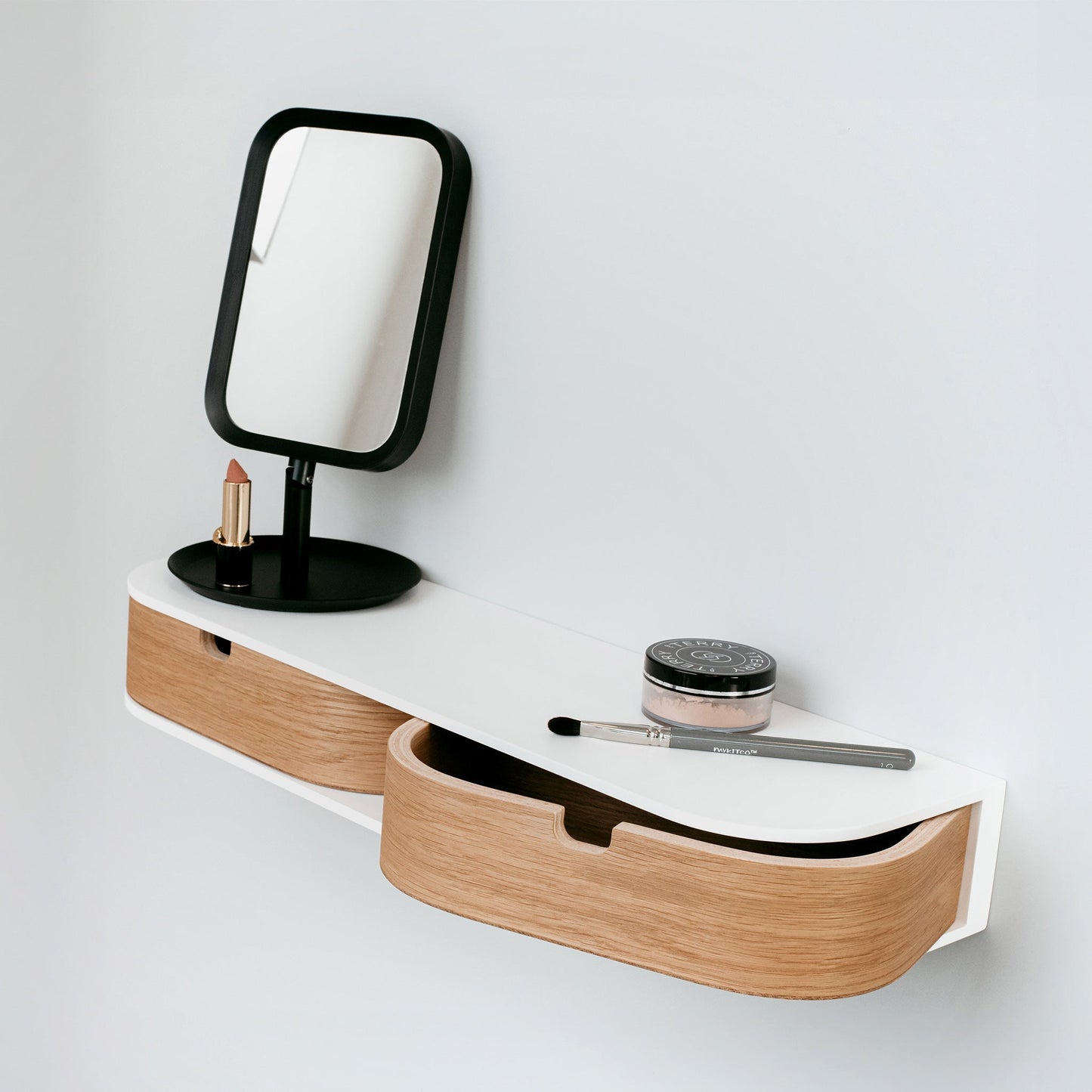 Hylla Vägghylla med 2 lådor VÅGEN – Modern väggförvaring med mjuka former (Flera varianter)