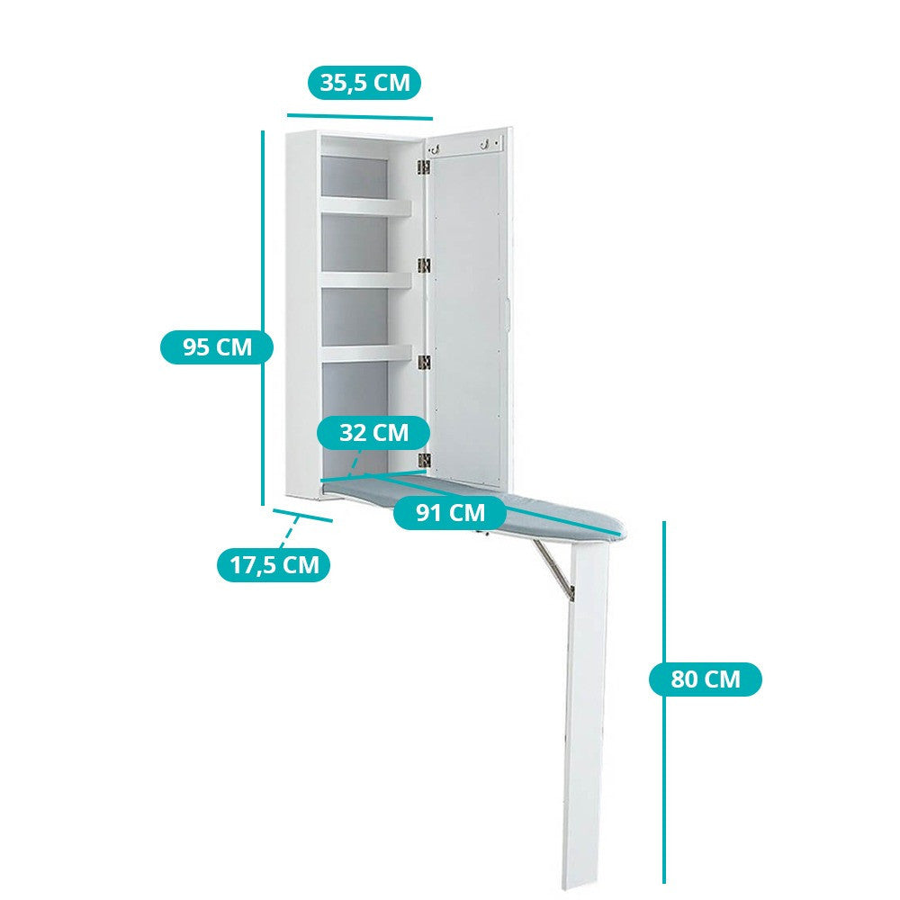 Fali tükrös tárolószekrény kihajtható vasalódeszkával-4