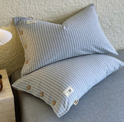 ROMA Örngotts­set - Ljusblå vitrandig