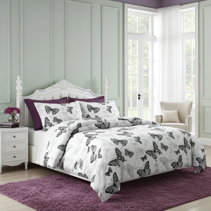 ANDORA Bäddset 3 delar Fjärilar enkelsäng