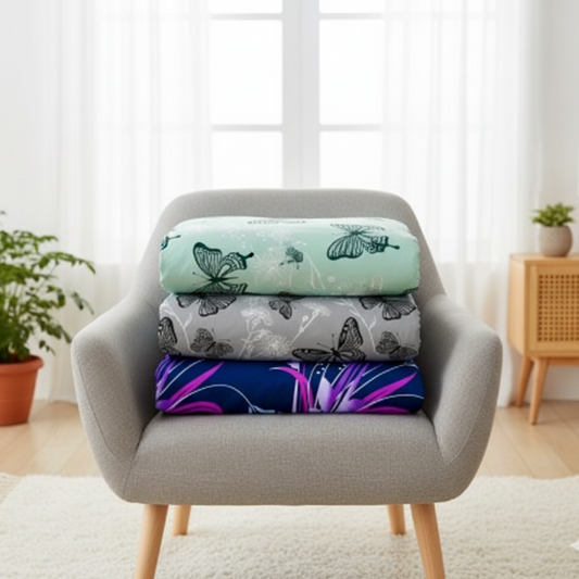 Bäddset Bäddset ANDORA 3 delar – Naturnära design med eleganta fjärilar (150x200cm)