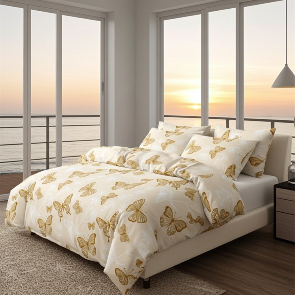 ANDORA Bäddset 3 delar Fjärilar enkelsäng