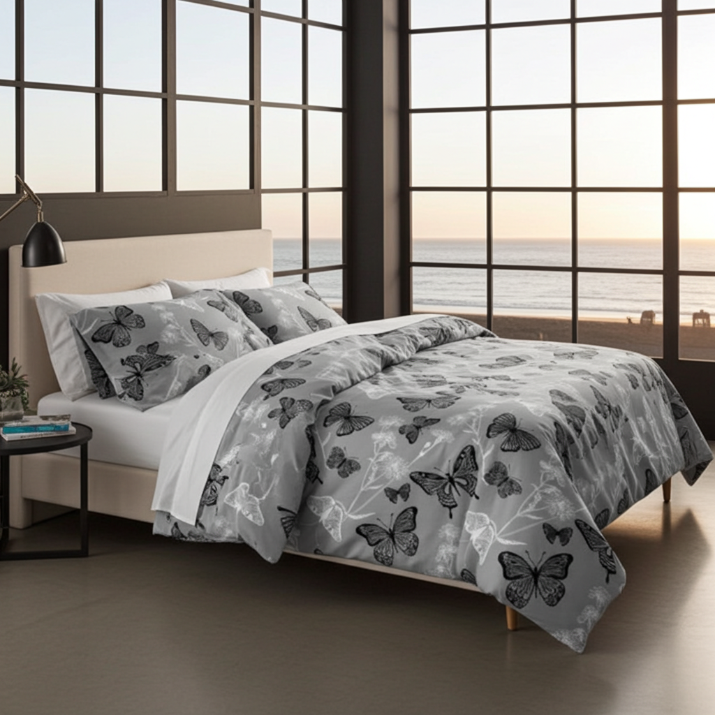 ANDORA Bäddset 3 delar Fjärilar enkelsäng