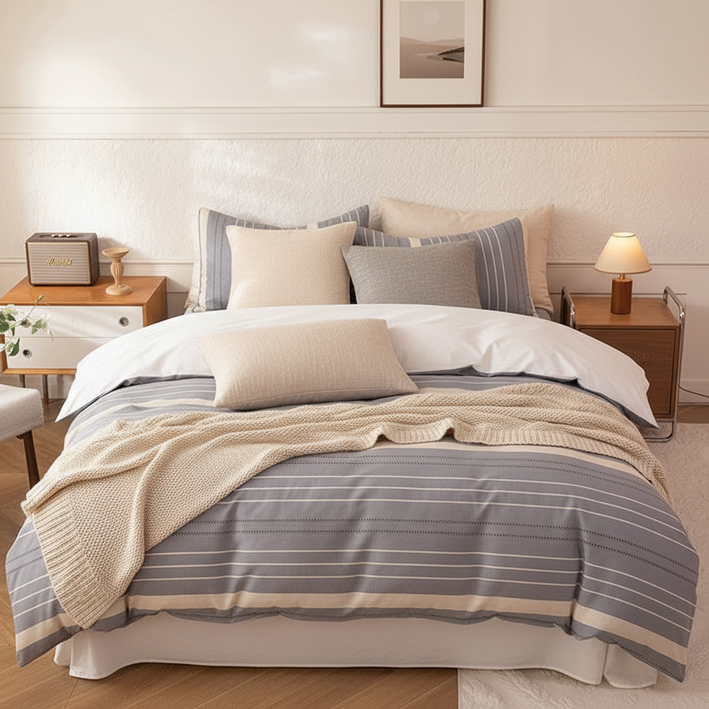 Bäddset Påslakanset CLAUDIA – Sofistikerad design i blått och grått (Flera storlekar)