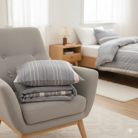 Bäddset Påslakanset CLAUDIA – Sofistikerad design i blått och grått (Flera storlekar)