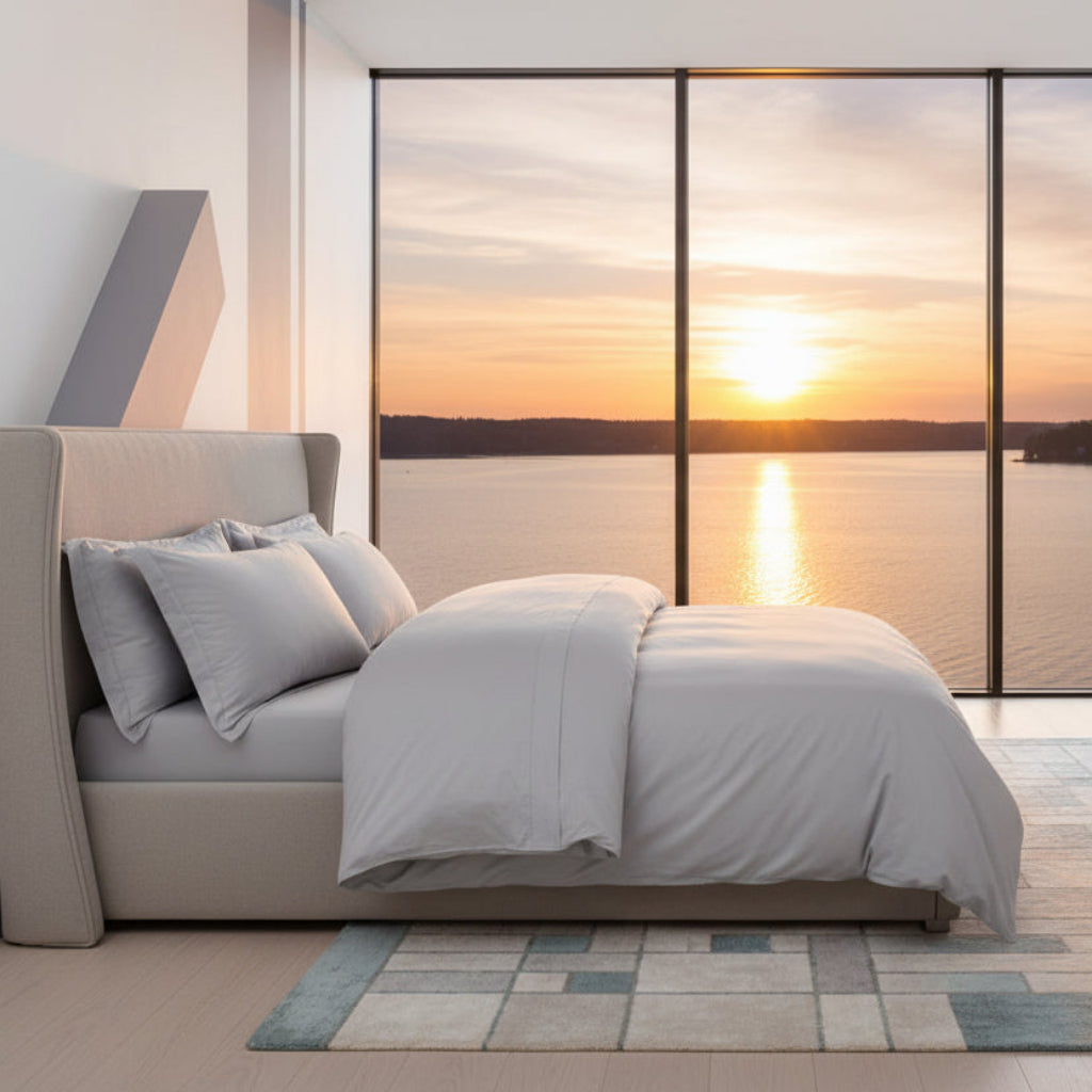 Bäddset Bäddset NJUTER - grått 3 delar dubbelsäng (220x240cm)